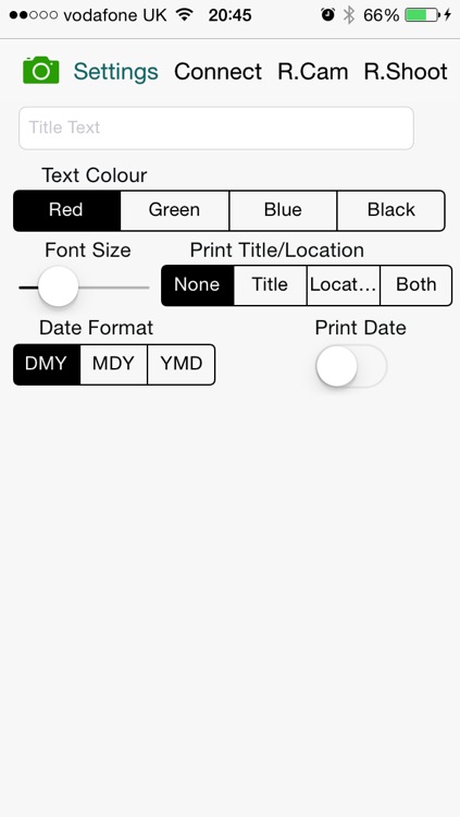 Self Timer with Remote Control and Print Date/Title/Location Option
