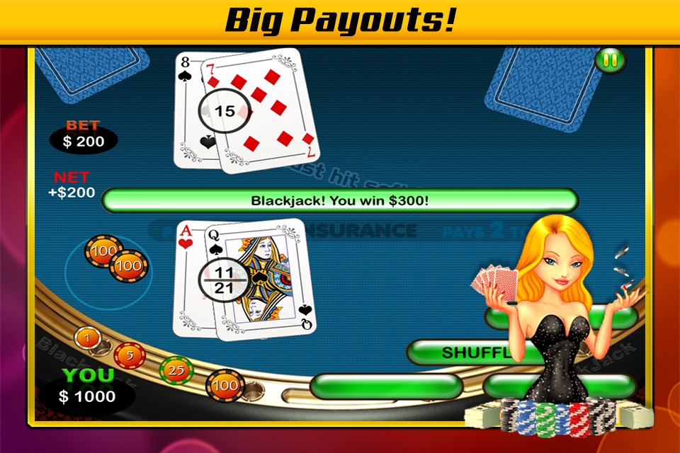 21 Blackjack Vegas Casino Poker Free Card Games screenshot 3