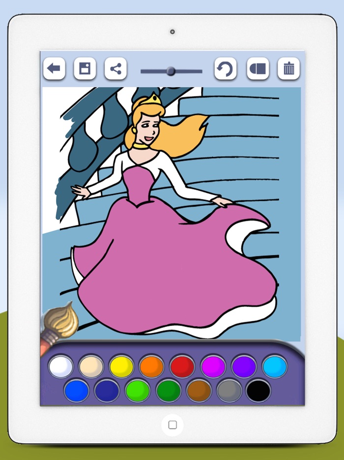 Paint princesses game for girls to color beautiful ballgowns with the finger