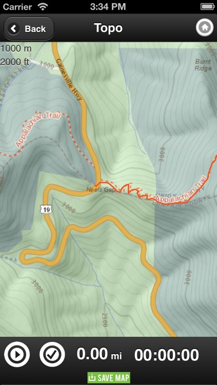 Tripleblaze Topo: Campgrounds and Hiking Trails