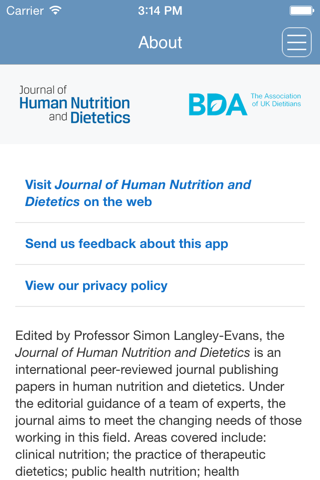 Journal of Human Nutrition and Dietetics App screenshot 2