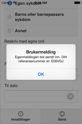 KF Egenmelding screenshot 3