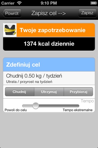 Kcalkulator - ile jeść żeby chudnąć lub przybierać na wadze ćwierć, pół, kilogram tygodniowo? screenshot 3