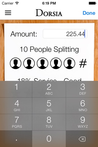Dorsia Tip Calculator screenshot 2