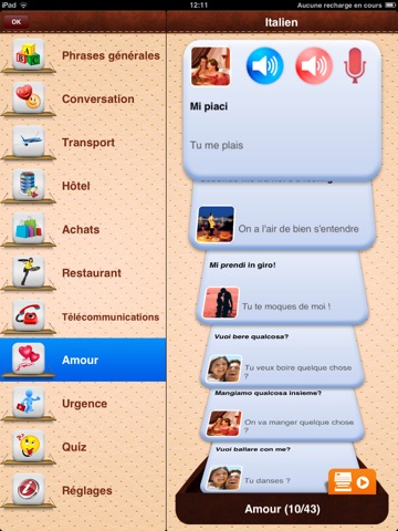 iTalk Italian: Conversation guide - Learn to speak a language with audio phrasebook, vocabulary expressions, grammar exercises and tests for english speakers HD screenshot 2