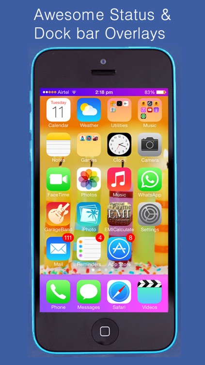 Docktop - Dock and Status bar overlay for custom wallpapers, home screen