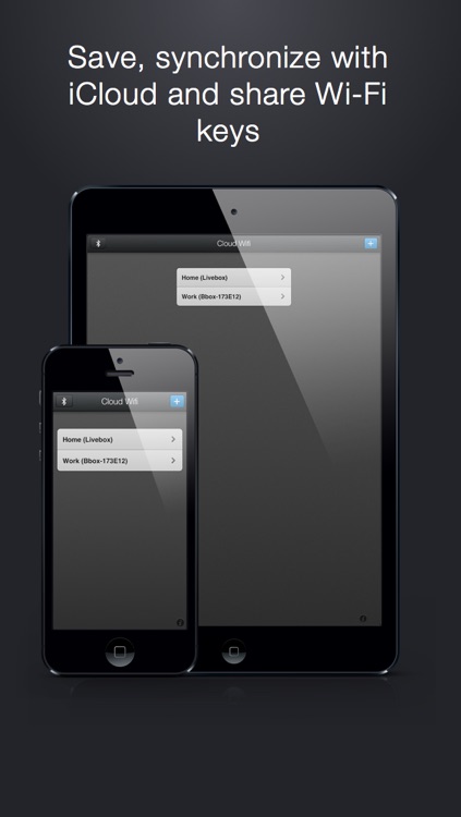 Cloud Wifi : save, sync with iCloud and share wifi keys by email, iMessage and bluetooth