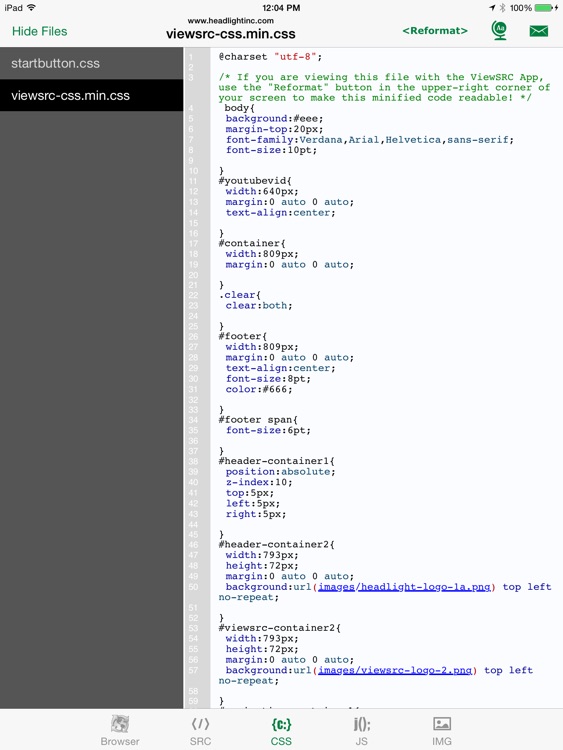 ViewSRC - Web Page Source Code Viewer by Headlight Software, Inc.