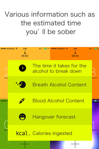 alcCalc: Estimates and Displays the Alcohol Decomposition, the Time You'll Sober Up and the BAC in Realtime. screenshot 2