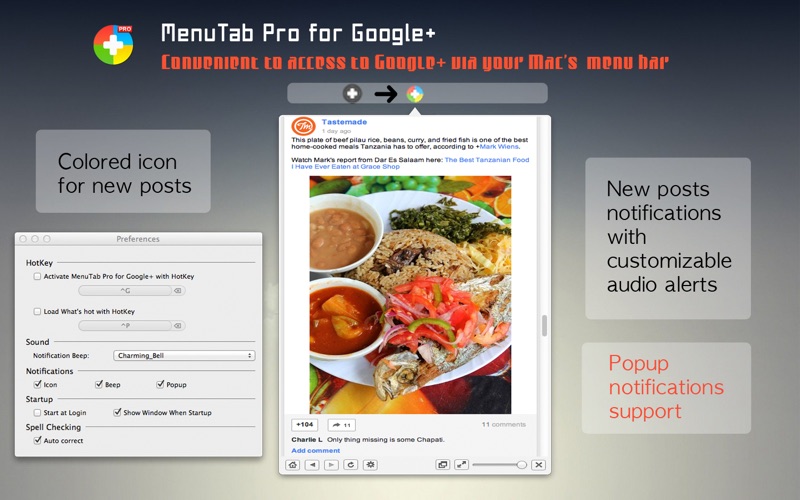 Screenshot #2 pour MenuTab Pro for Google+