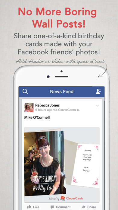 Screenshots of CleverCards: Greeting Cards & eCards for Facebook for iPhone
