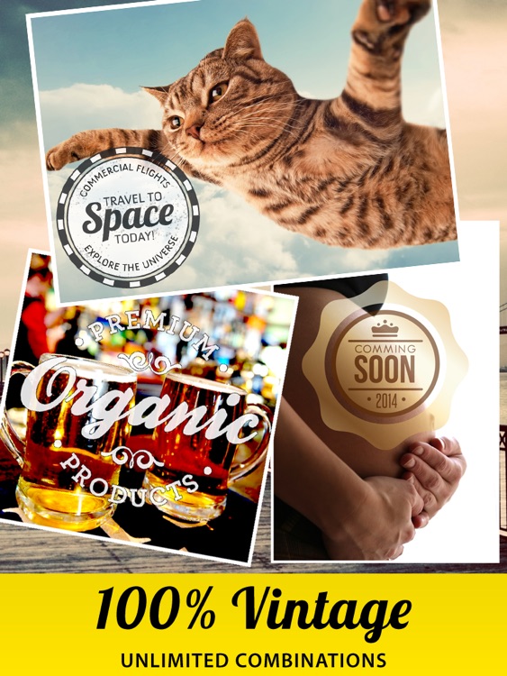 Vintage Stickers HD. Beautiful retro badges & text screenshot-3