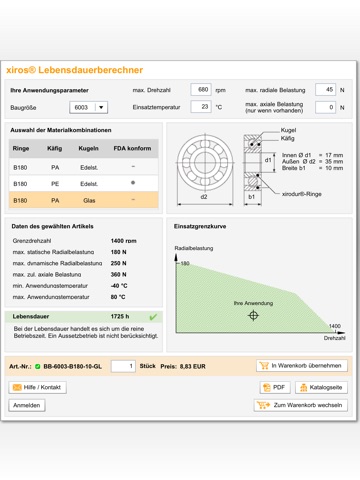 xiros® lifetime calculator screenshot 2