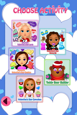 Valentines Day Playtime - Dress Up, Decorate Cookies, Teddy Bear Builder, Decorate Cupcakes, Decorate Cards screenshot 2