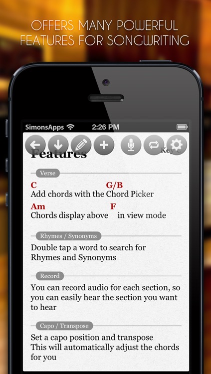 SongWriter - Write lyrics and record melody ideas on the go