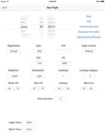 Aircraft Log, the first electronic aircraft log for your iPad. screenshot 2