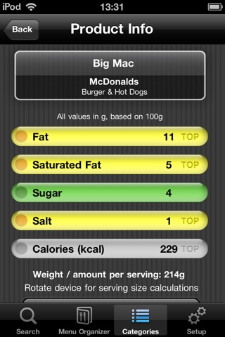 Fast Food Calories Counter & Restaurant Nutrition Menu Finder, Weight Calculator & MealS Tracking Journal screenshot 2