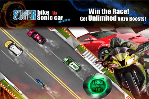 Superbike Vs Super Sonic Cars FREE : Tough Asphalt Track Moto Rally screenshot 3