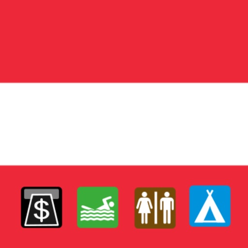Leisuremap Austria, Camping, Golf, Swimming, Car parks, and more icon