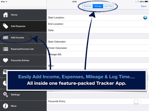 Receipts Capture + Expenses + Mileage + Time + Income Tracker App For iPad screenshot 2