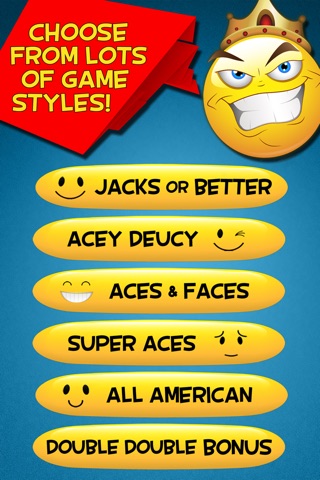 Smiley Face Video Poker - Hot Emoticon Casino Cards with Lucky Emoji Jackpot screenshot 2