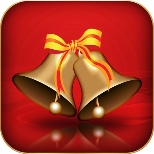 Golden christmas bell with red ribbon jingle bells