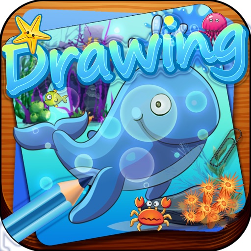 Drawing Desk Sea Animals : Draw and Paint Coloring Book Educational For Kids