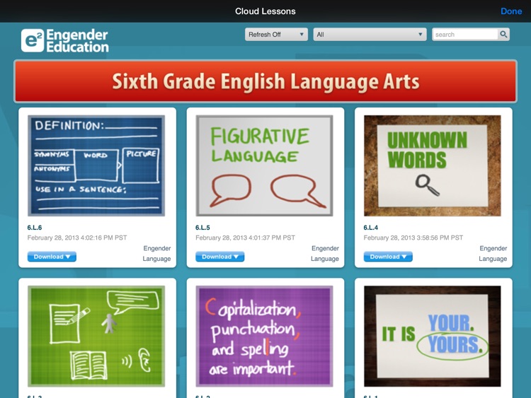 English Sixth Grade - Common Core Curriculum Builder and Lesson Designer for Teachers and Parents