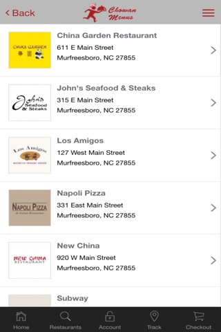 Chowan Menus Restaurant Delivery Service screenshot 2