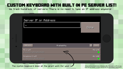 PE Servers - Custom Keyboard for Minecraft Pocket Edition Screenshot 1