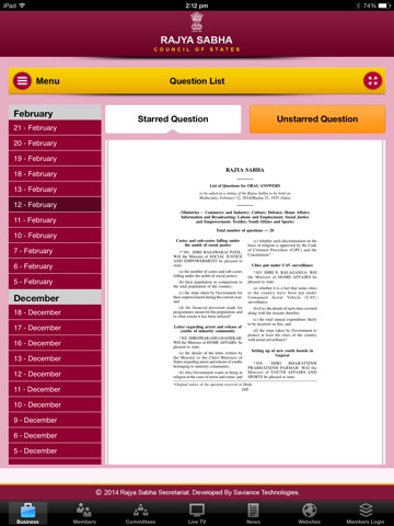 Rajya Sabha Business Application - English screenshot 4