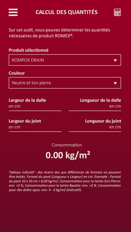 Romex - Calcul des quantités