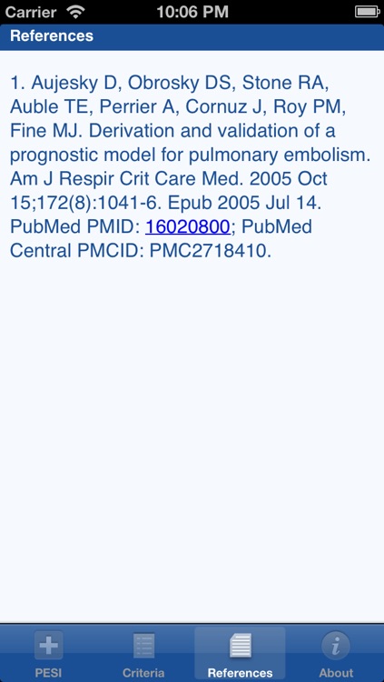 Pulmonary Embolism Severity Index (PESI) screenshot-3