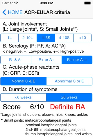 DAS28/ACR-EULAR criteria screenshot 4