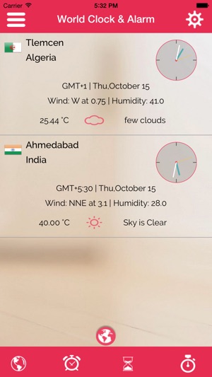 World Clock: Multiple Alarm, Stopwatch, 