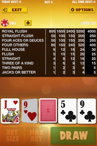 Aces Deluxe Video Poker Club at Sunset Strip Casino – 6 Free Lucky Bonus Card Gambling Games screenshot 4