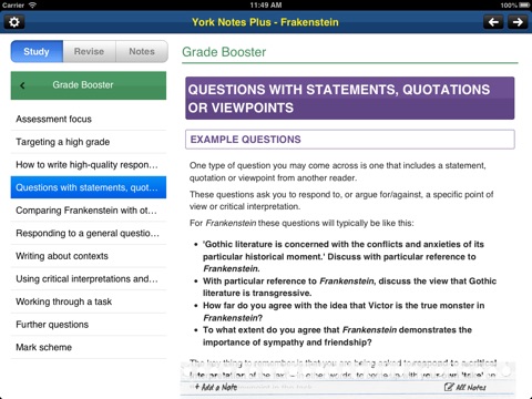 Frankenstein York Notes AS and A2 for iPad screenshot 3