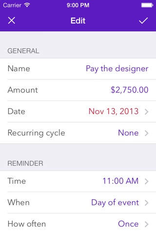 Expenses Planner - Reminders for upcoming payments screenshot 2