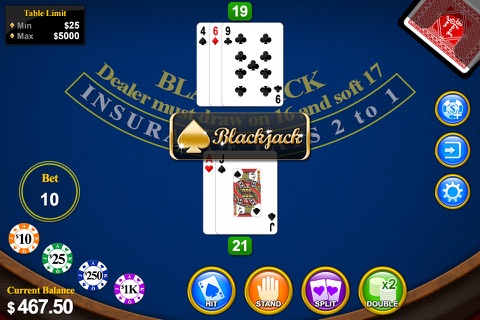 Blackjack 21 for 2014 screenshot 2