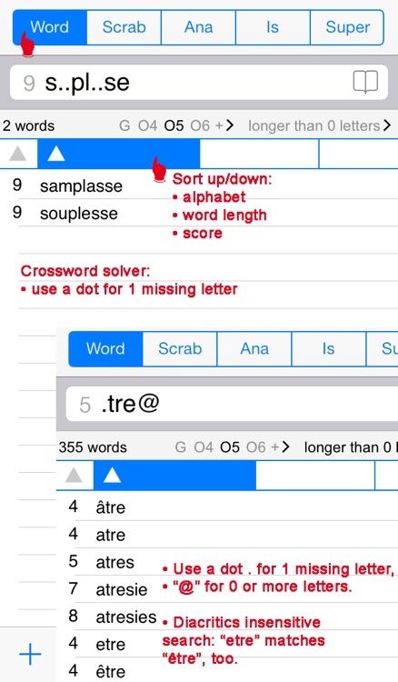 F Words Finder Français/French PRO - find the best words for crossword, Wordfeud, Scrabble, cryptogram, anagram and spelling