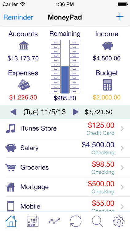 MoneyPad - Personal finance manager to track your budget, expenses, income, accounts plus bills reminder