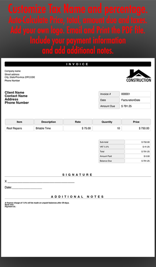 Simple Invoice Maker | Create PDF from your iPhone Screenshot 1
