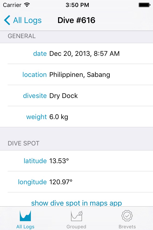 divelogs.de logbook viewer screenshot 2