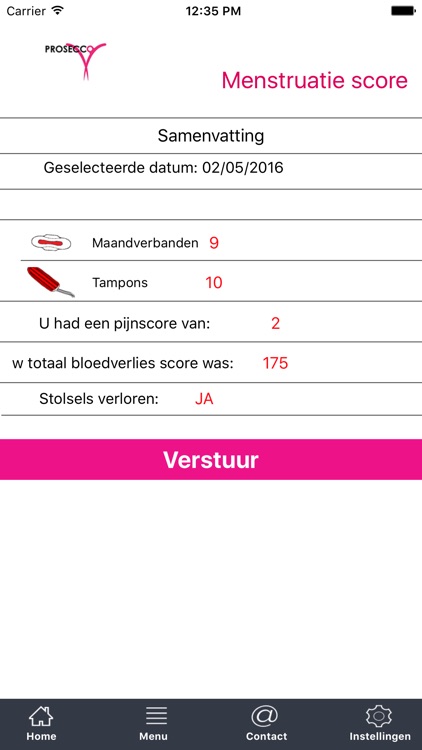 PROSECCO Trial menstruatie score screenshot-4