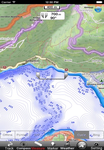 Thunersee und Brienzersee GPS Navi Karte für bootfahren angeln und segeln screenshot 2