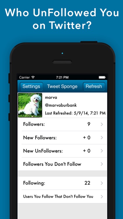 Tweet Sponge - Who Unfollowed and Unfollow me on Twitter for my Followers and UnFollowers Stats