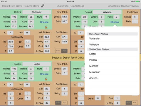 OnScreen Baseball & Softball Pitch Counter for iPad screenshot 3