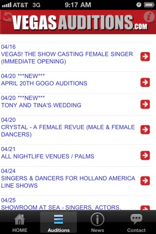 Vegas Auditions - Las Vegas entertainment jobs & casting notices screenshot 3