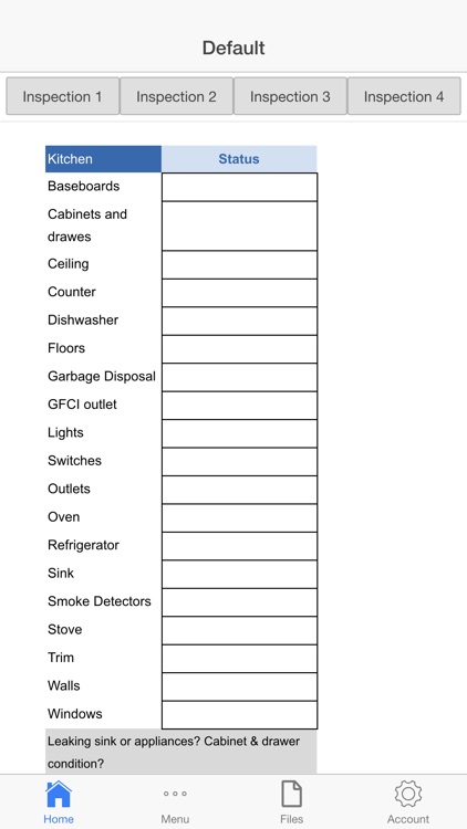 House Inspection Log
