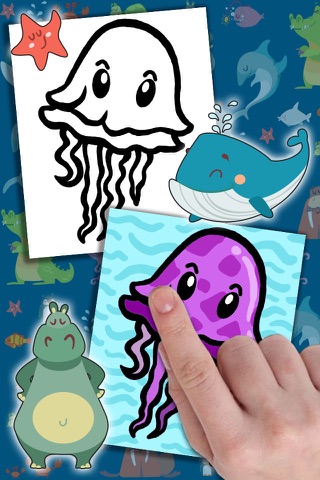 Paint aquatic sea animals in coloring book screenshot 3